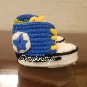 Baby Crochet Blue Multi Colored Converse Booties